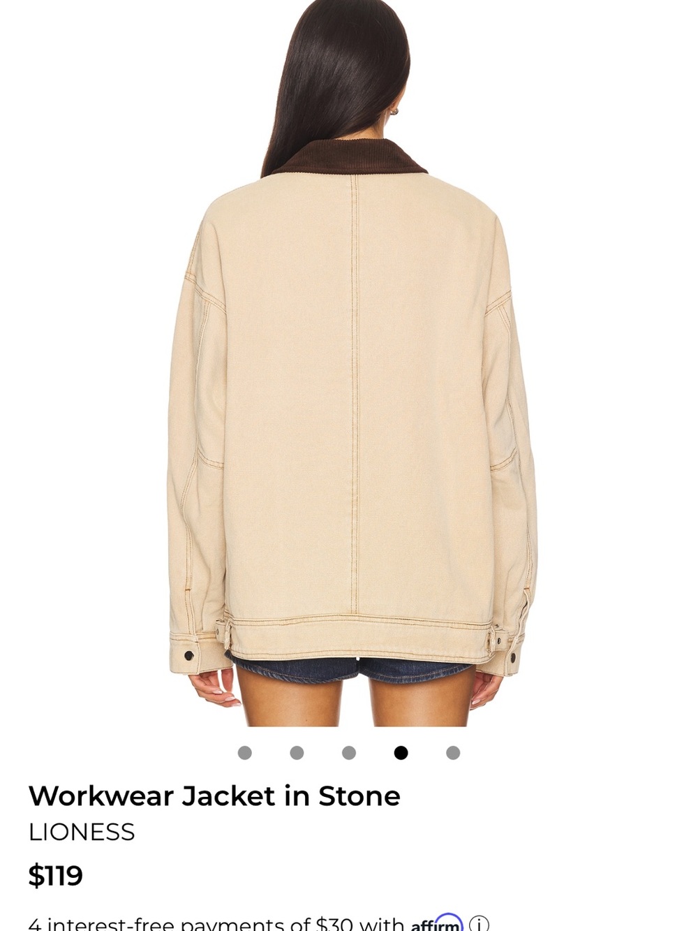 NWT Lioness Tan Canvas Field Jacket with Dark Brown Corduroy Collar - Picture 2 of 4